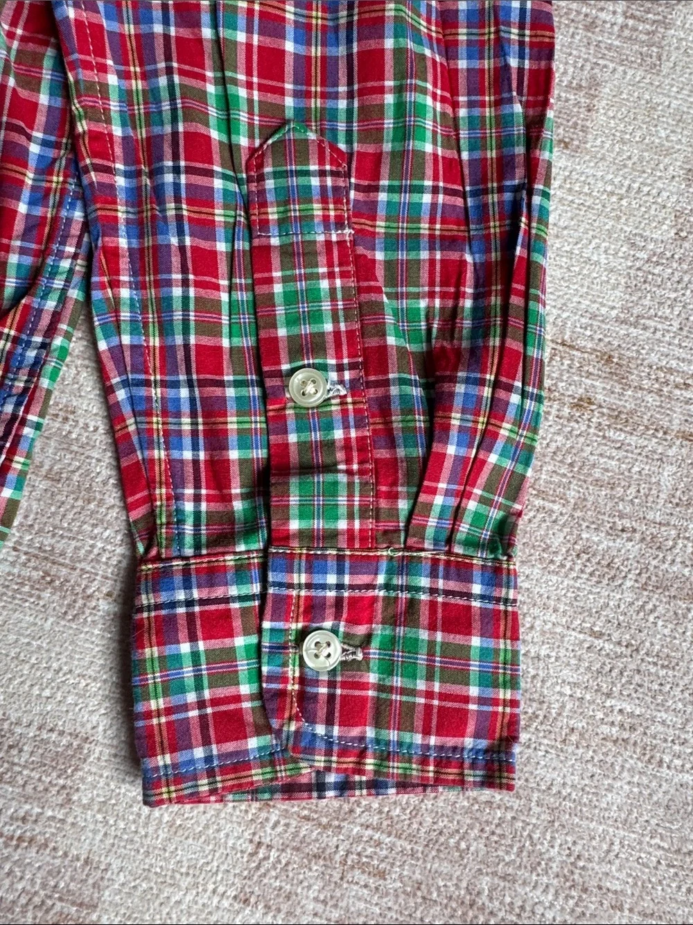 Ralph Lauren Boys Red and Green Plaid Button-Down Shirt size 7